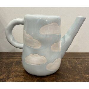 Urban Outfitters Home Light Blue Clouds Ceramic Art Pitcher or Vase Decor 7 in